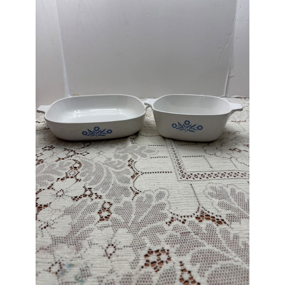 Vintage Corning Ware Blue Cornflower Casserole Set P-10-B 9.5in &‎ P-43-B 7in
